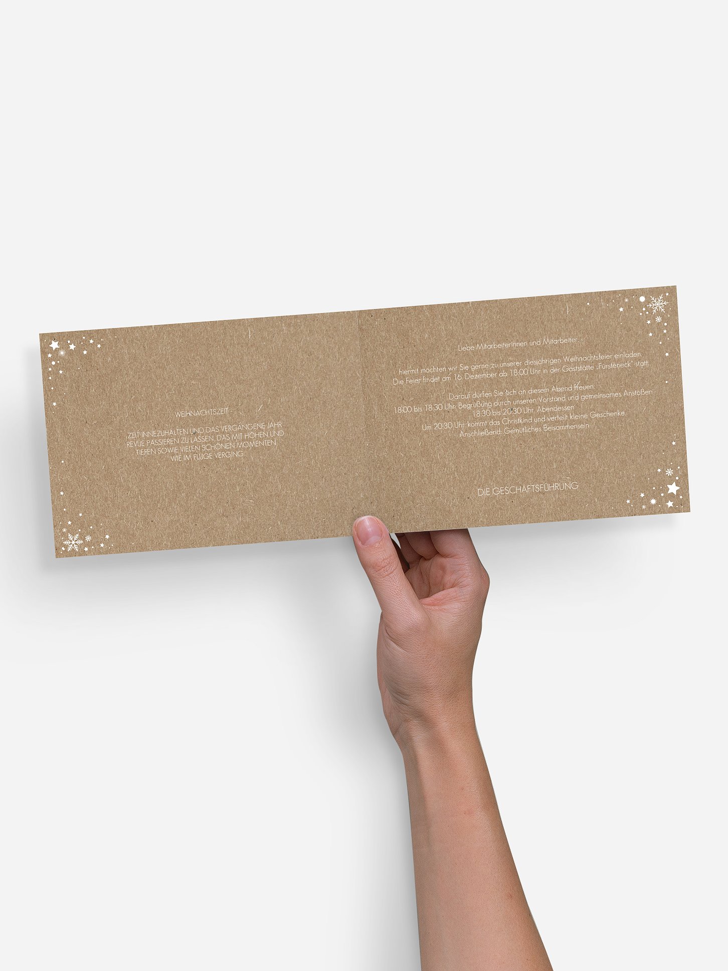 Weihnachtsfeier Sternenpracht Kraftpapier