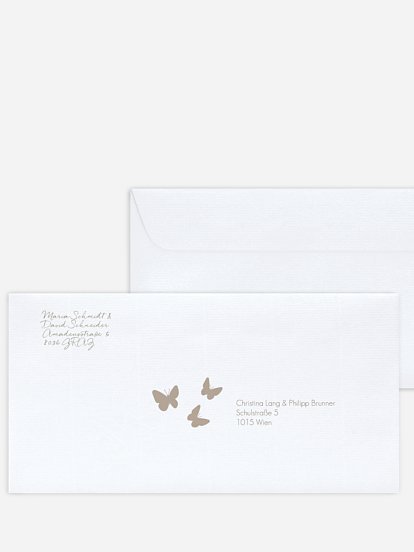 Bedruckter Briefumschlag Hochzeit Herzflattern