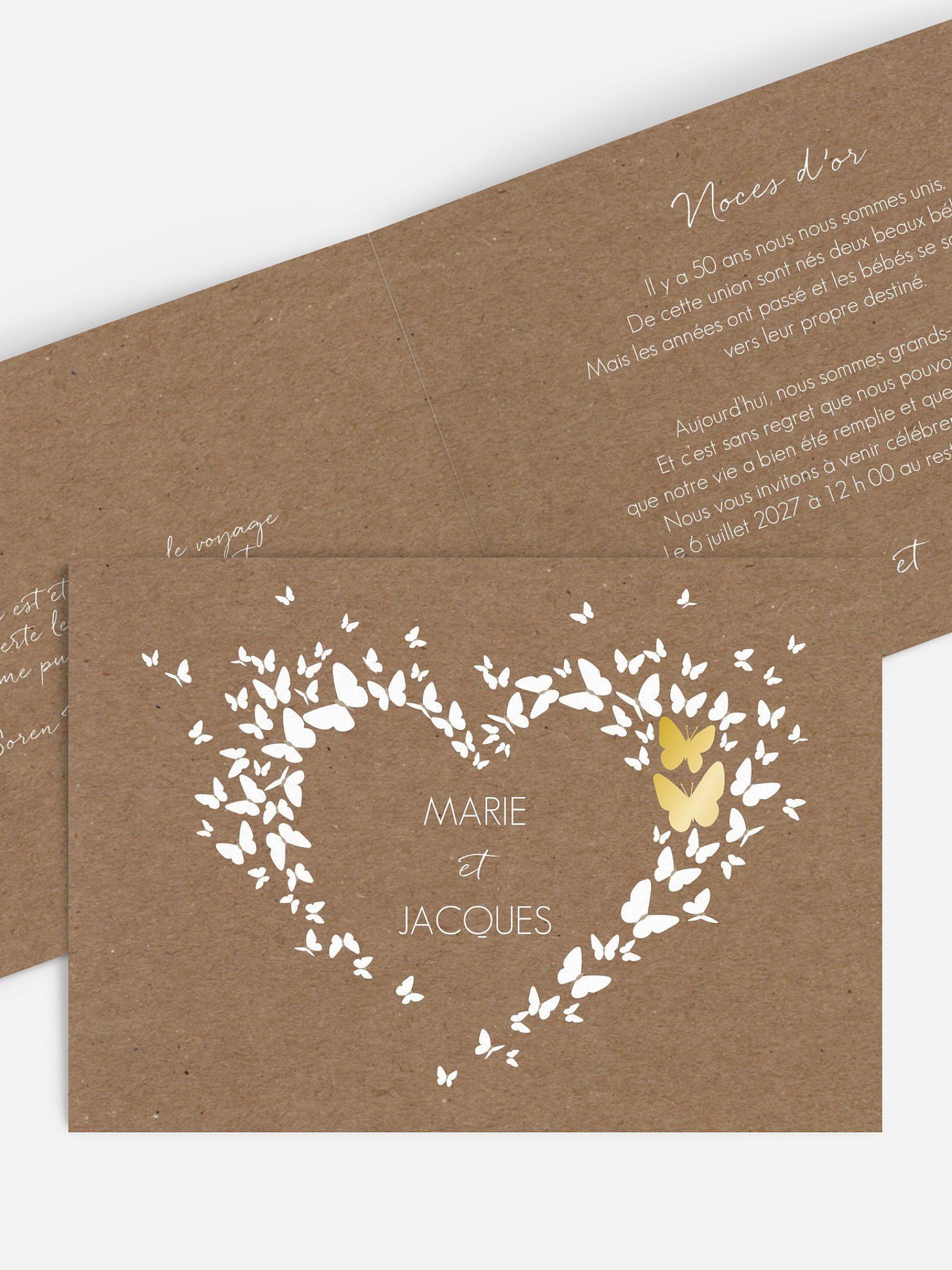 Invitation anniversaire mariage 50 ans Battement de coeur