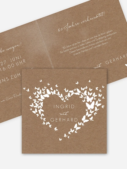 Einladung zur Goldenen Hochzeit Herzflattern