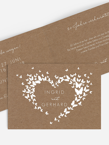 Einladung zur Goldenen Hochzeit Herzflattern