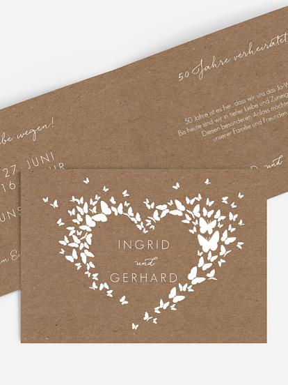 Einladung zur Goldenen Hochzeit Herzflattern