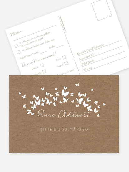 Antwortkarte Hochzeit Herzflattern
