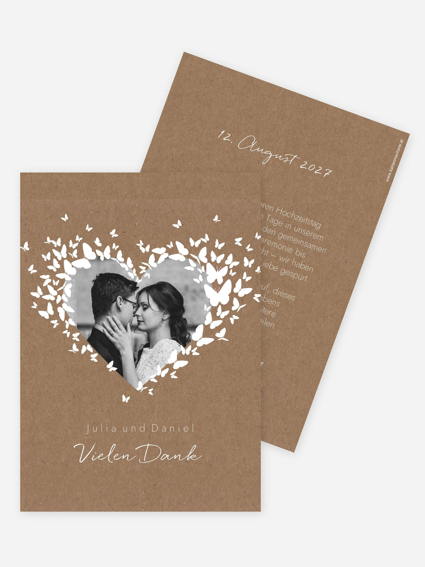 Dankeskarte Hochzeit Herzflattern