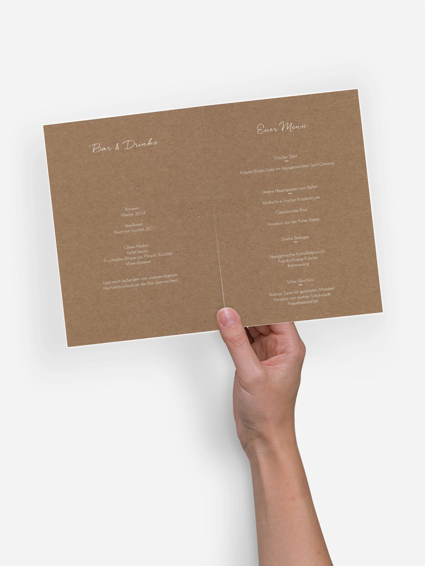 Menükarte Hochzeit Herzflattern