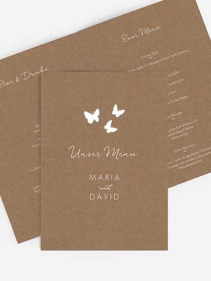 Menükarte Hochzeit Herzflattern