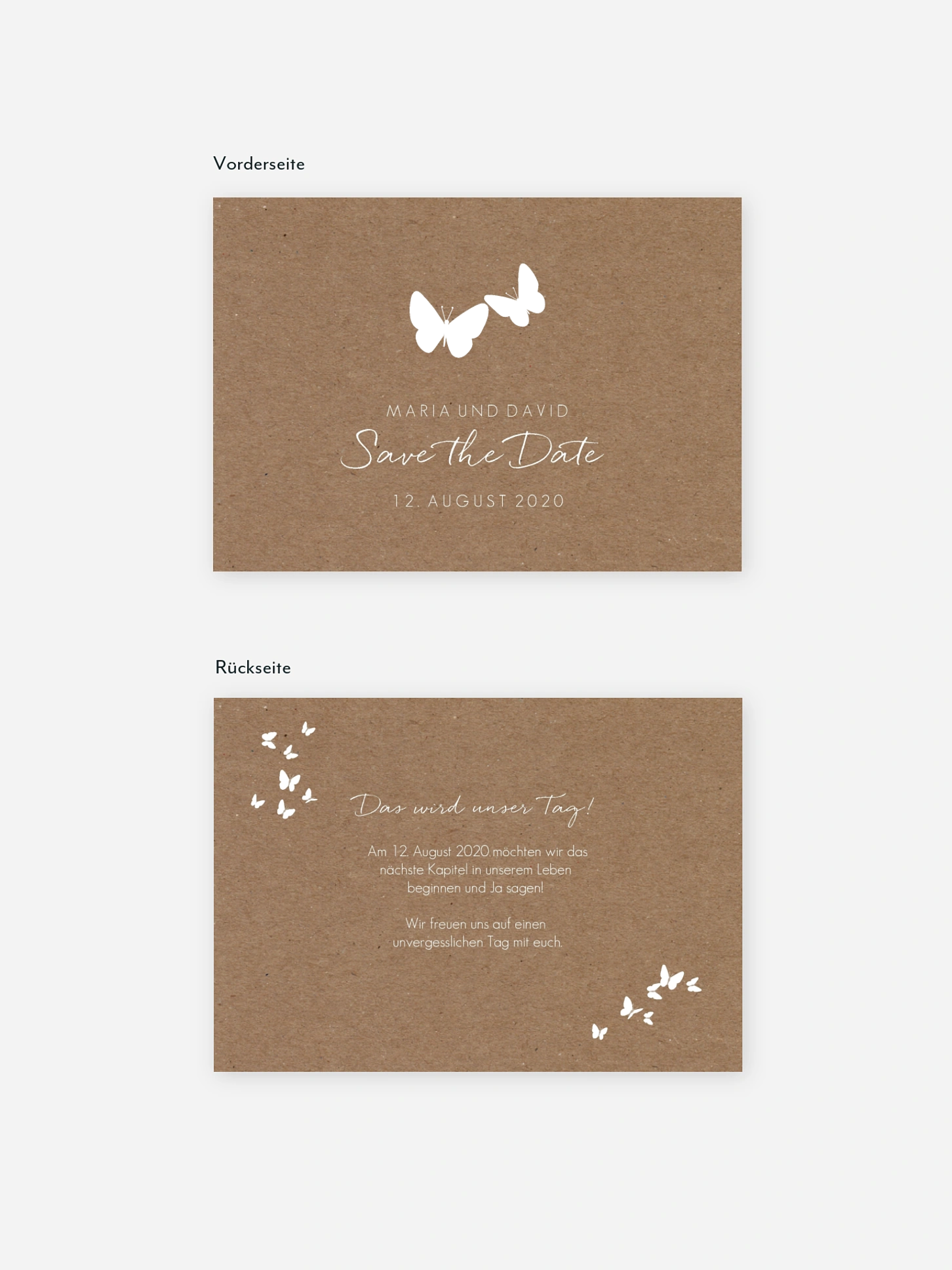 Save-the-Date Karte Herzflattern