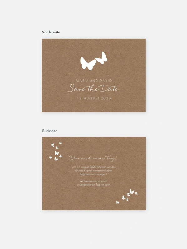 Save-the-Date Karte Herzflattern