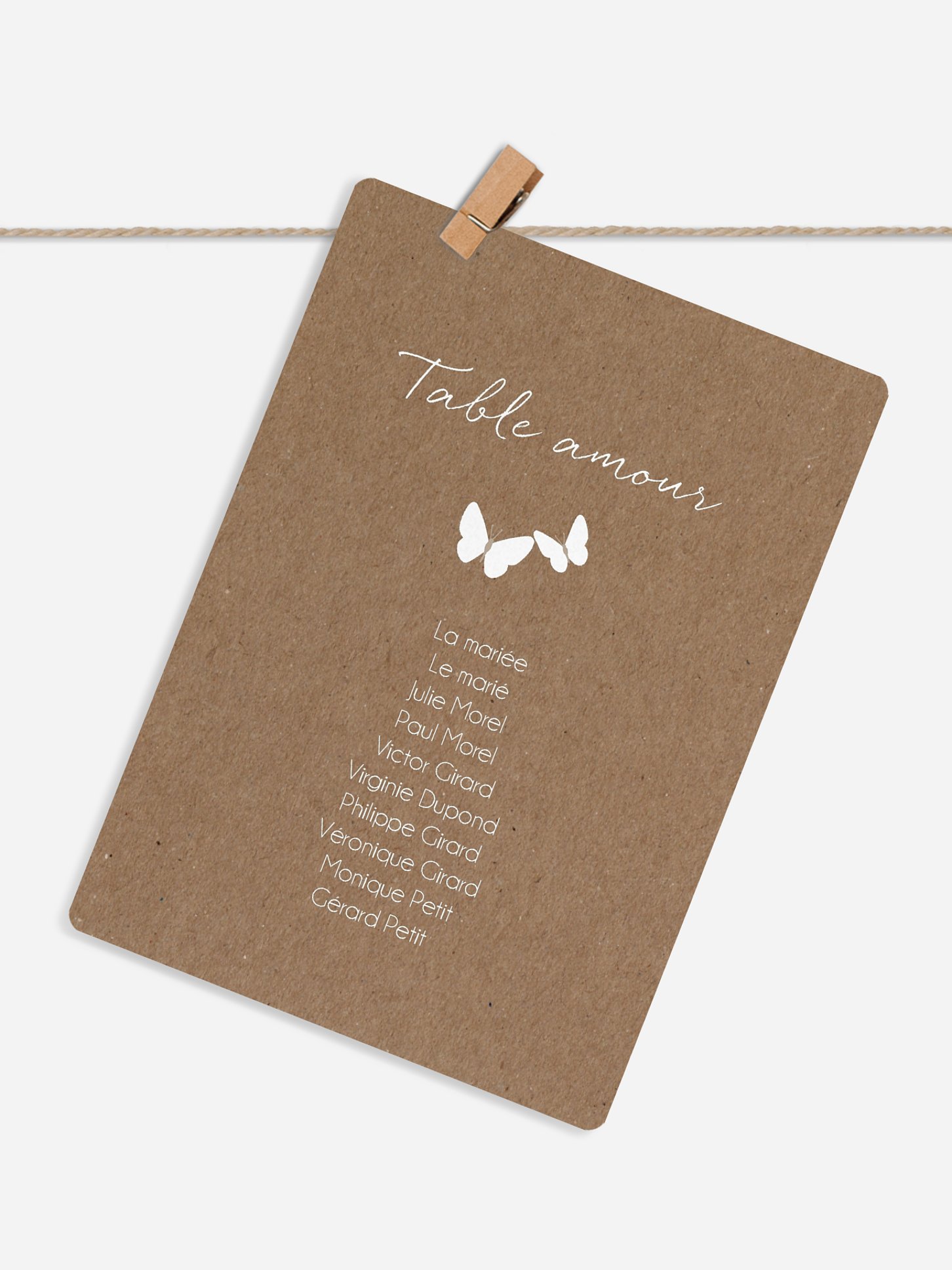 Cartons plan de table mariage Battement de coeur