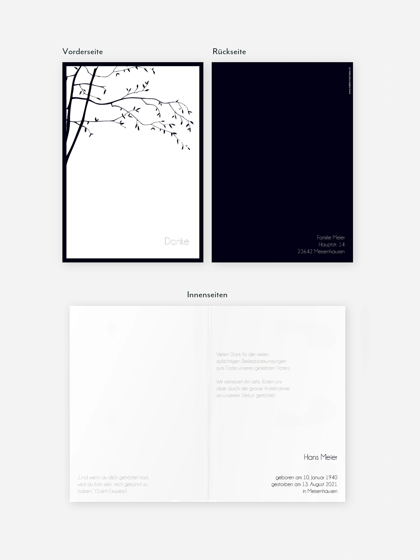 Trauerdanksagung Zweige
