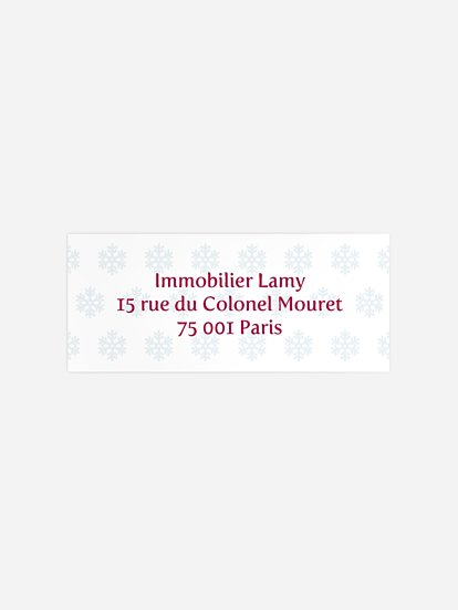 Étiquette expéditeur voeux entreprise Flocon
