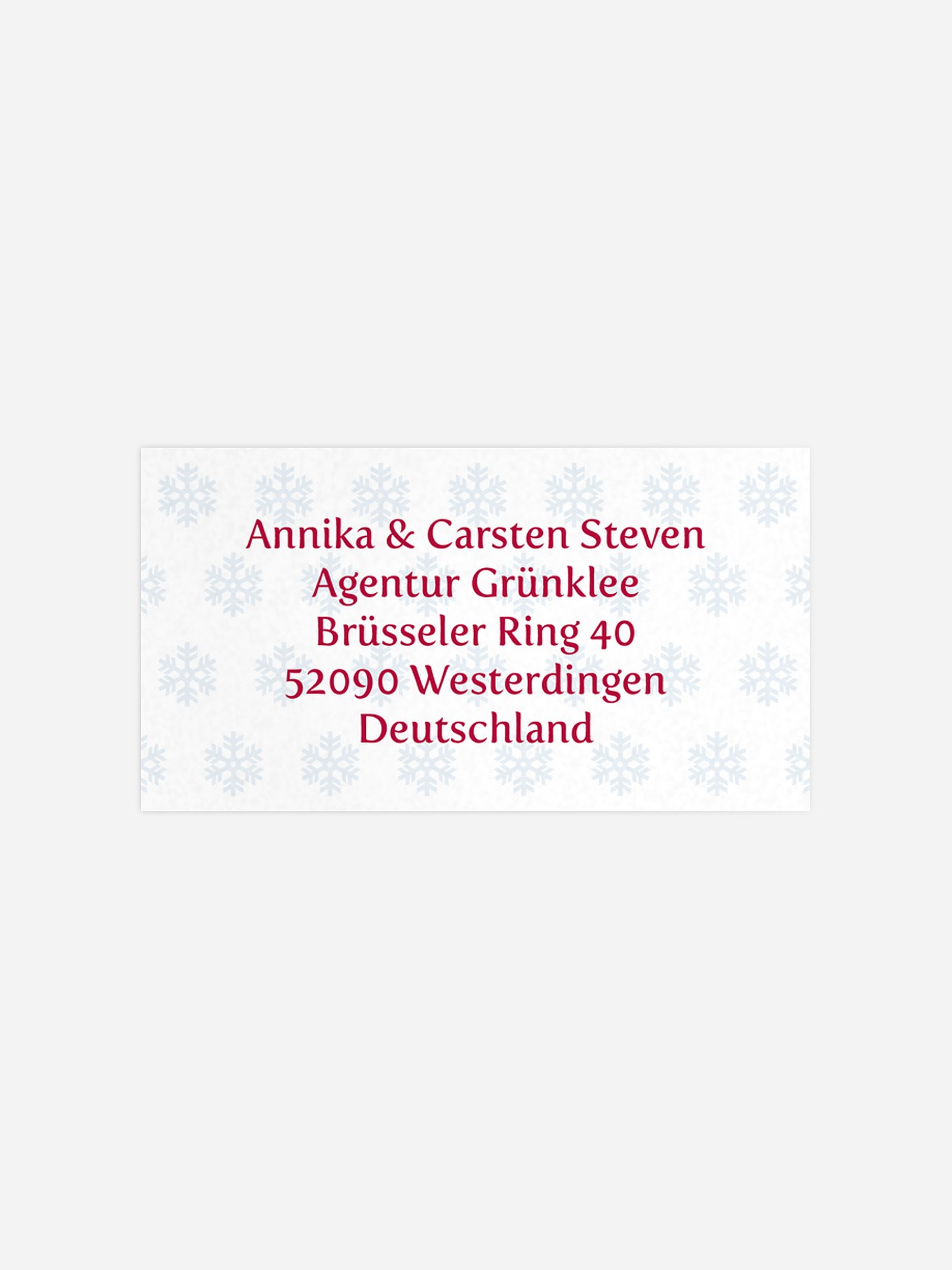 Empfängeraufkleber geschäftl. Weihnachten Schneeflocke