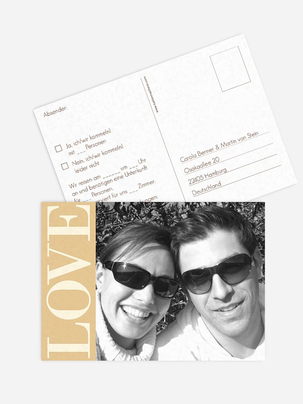 Antwortkarte Hochzeit LOVE