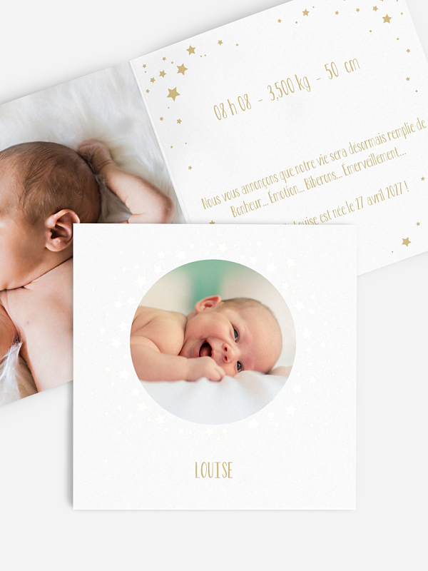 Faire-part naissance Couronne d'étoiles - dorure
