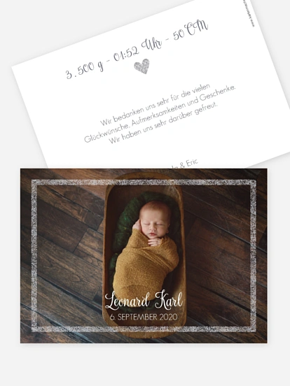 Geburtskarte Golden Frame