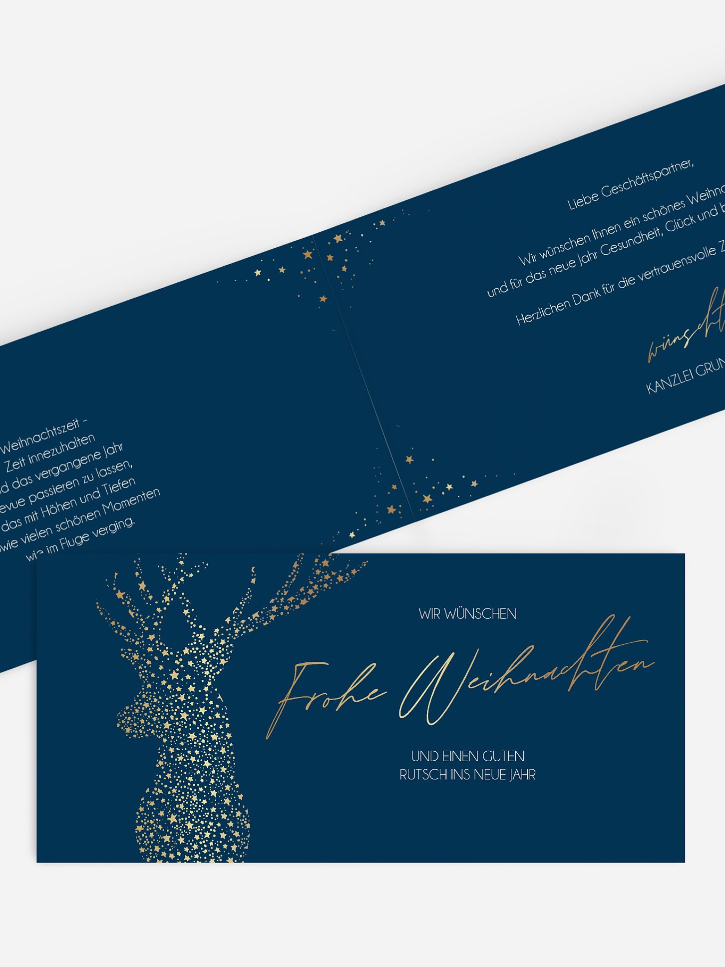 Geschäftliche Weihnachtskarte Golden Deer