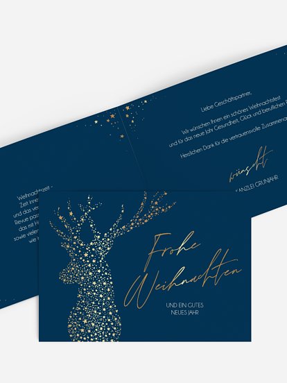 Geschäftliche Weihnachtskarte Golden Deer