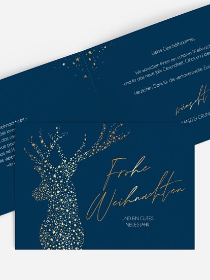 Geschäftliche Weihnachtskarte Golden Deer