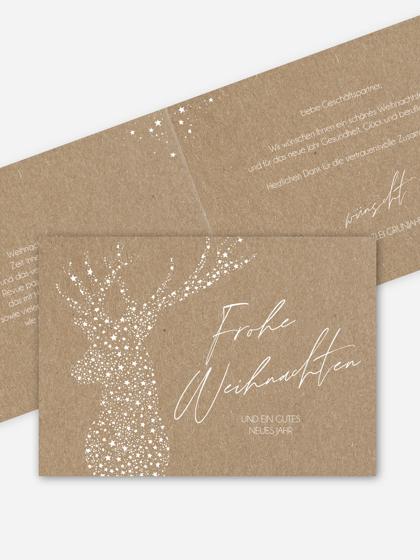 Geschäftliche Weihnachtskarte Golden Deer Kraftpapier
