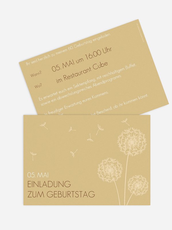 Einladung 60. Geburtstag Pusteblume