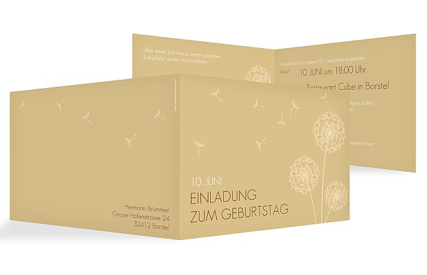 Einladung 90. Geburtstag Pusteblume