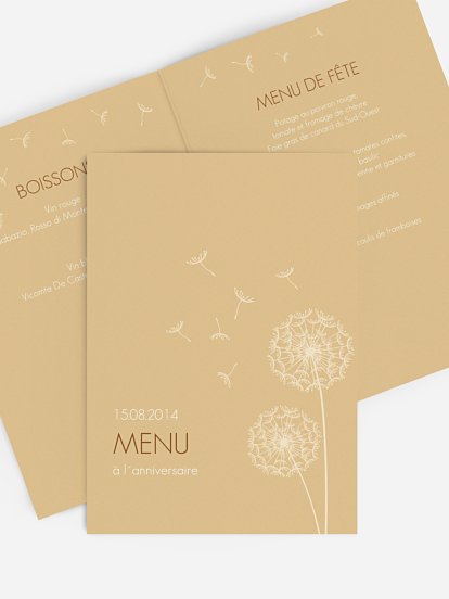 Carte Menu Anniversaire