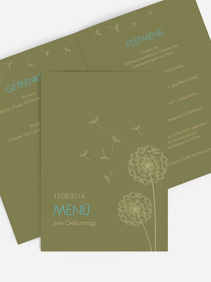 Menükarte Geburtstag Pusteblume