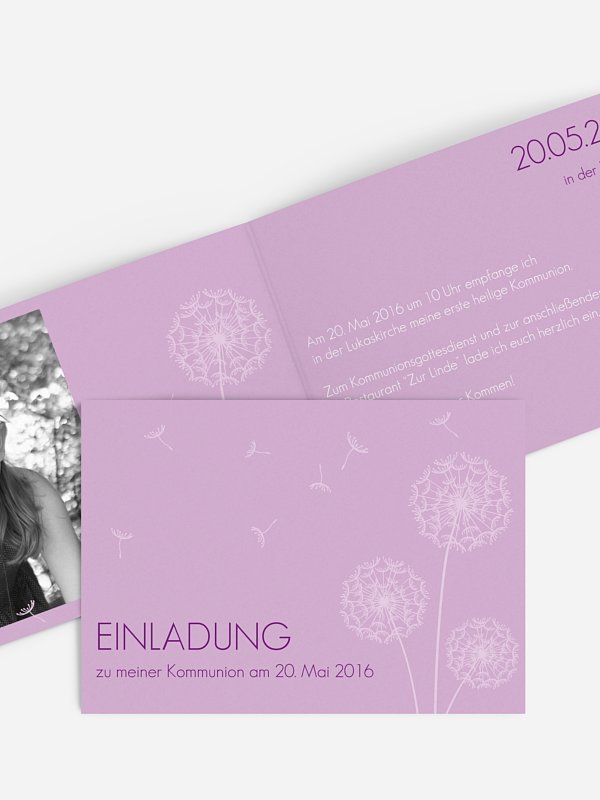 Kommunionseinladung Pusteblume