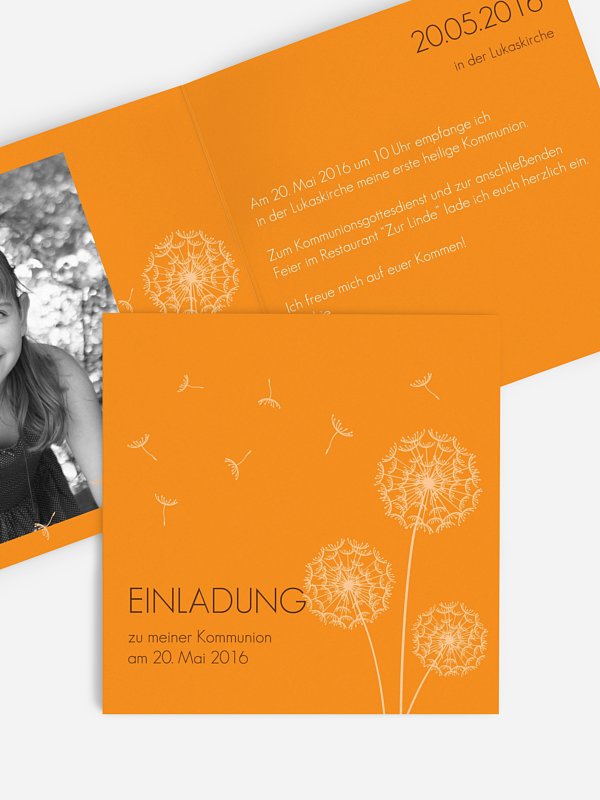 Kommunionseinladung Pusteblume