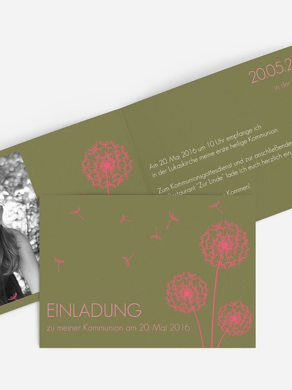 Kommunionseinladung Pusteblume
