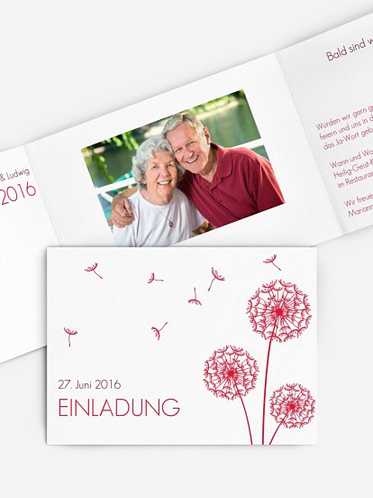 Einladung zur Goldenen Hochzeit Pusteblume