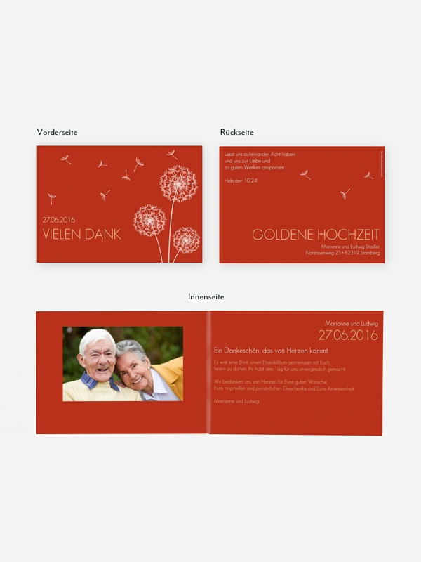 Danksagung zur Goldenen Hochzeit Pusteblume