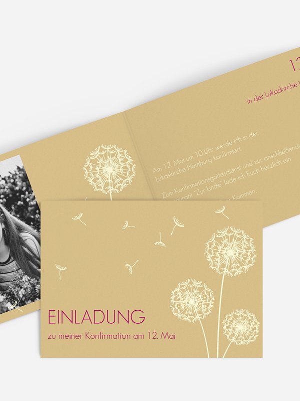 Konfirmationseinladung Pusteblume