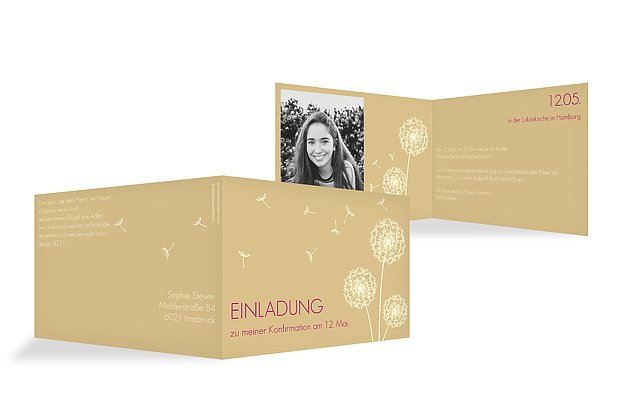 Konfirmationseinladung Pusteblume