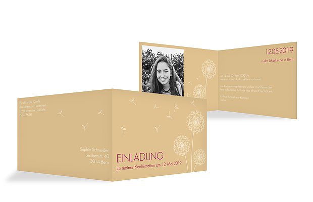 Konfirmationseinladung Pusteblume