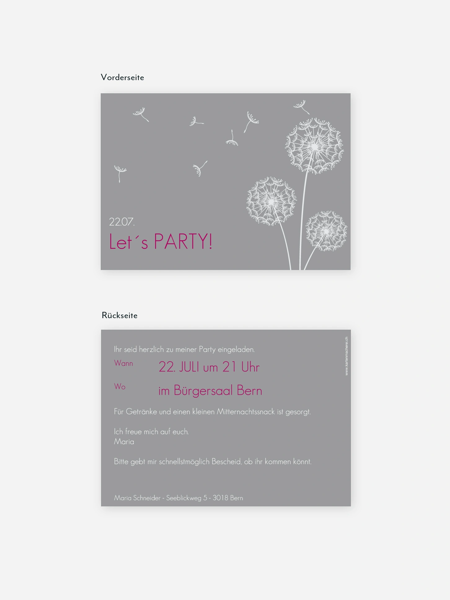 Partyeinladung Pusteblume