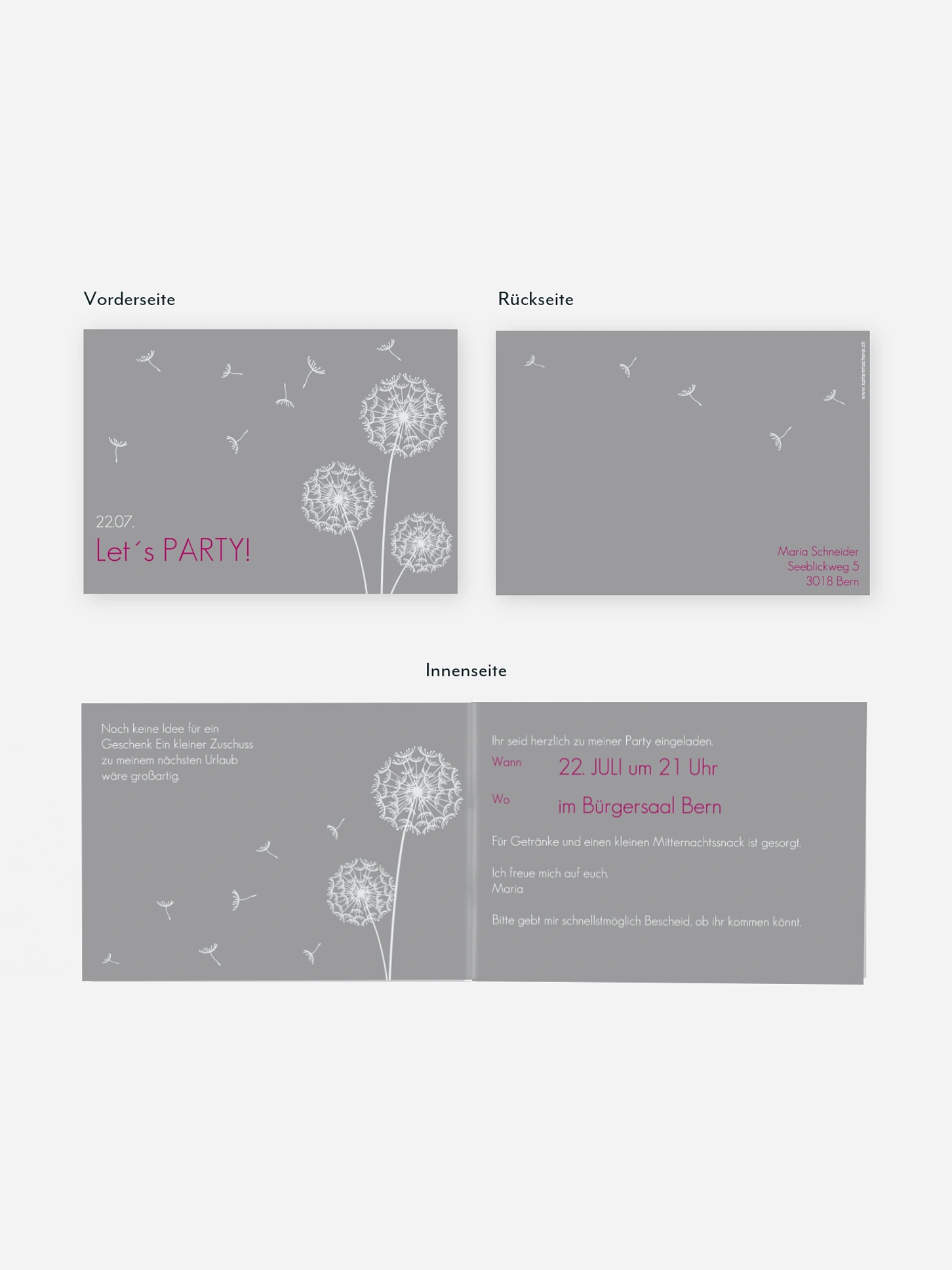 Partyeinladung Pusteblume