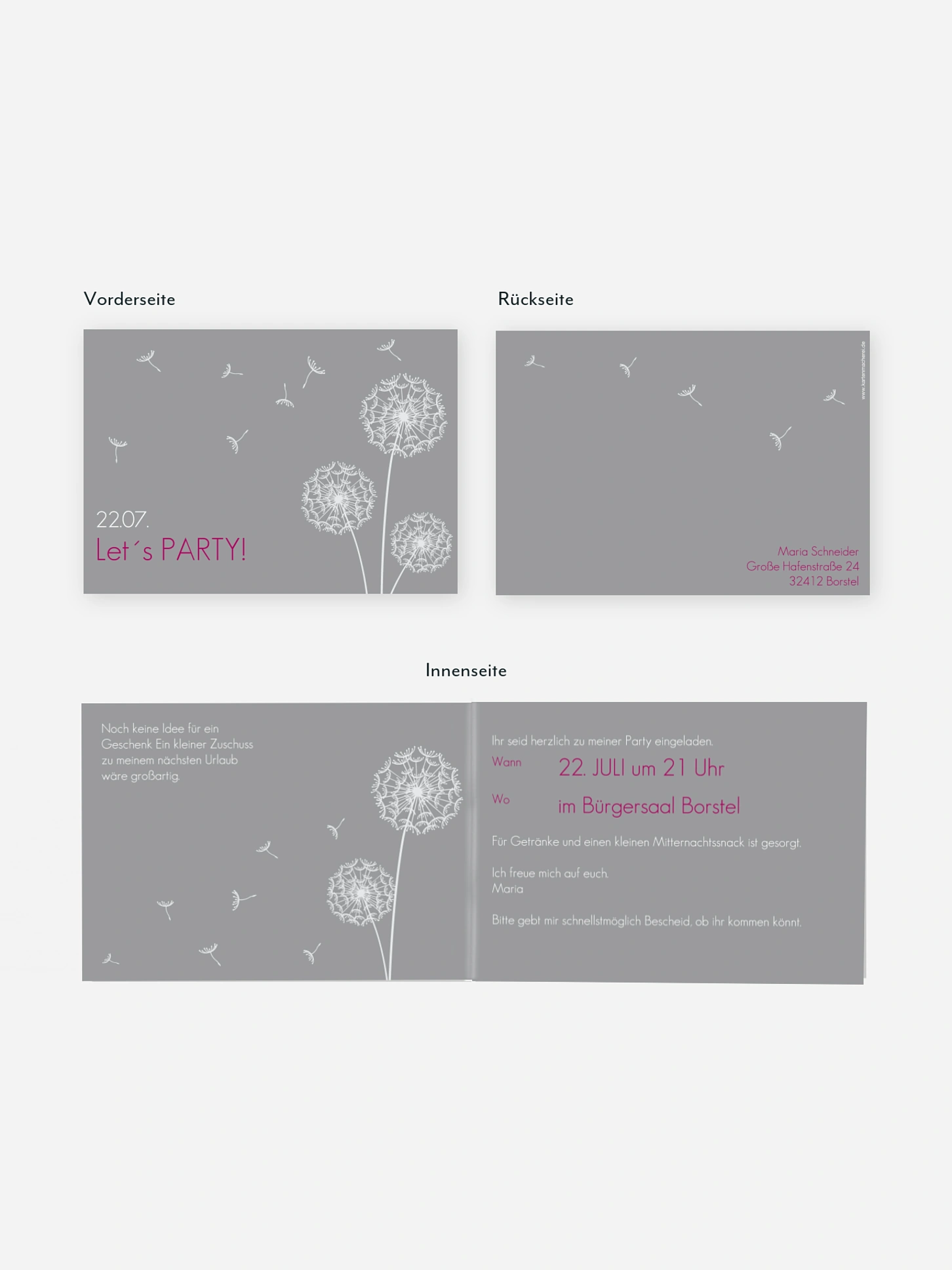 Partyeinladung Pusteblume