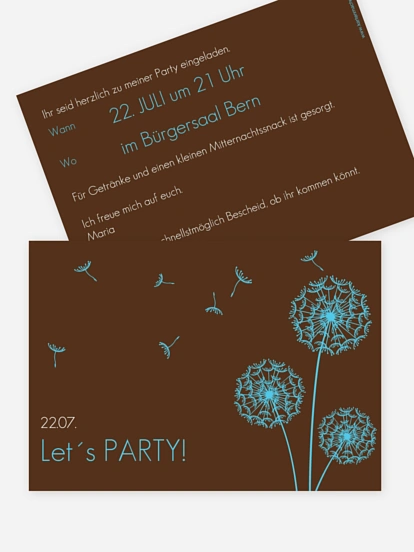 Partyeinladung Pusteblume