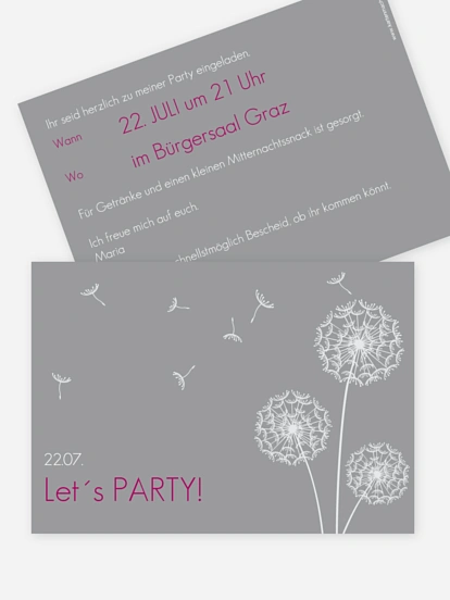 Partyeinladung Pusteblume
