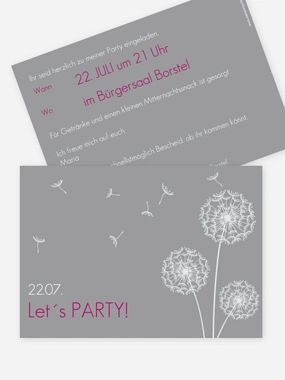 Partyeinladung Pusteblume