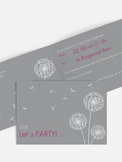 Partyeinladung Pusteblume