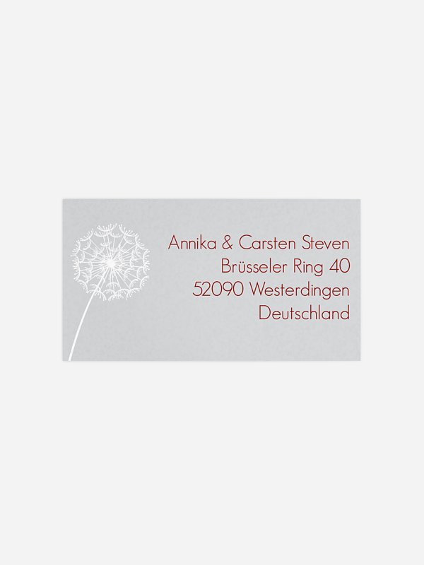 Empfängeraufkleber Hochzeit Pusteblume