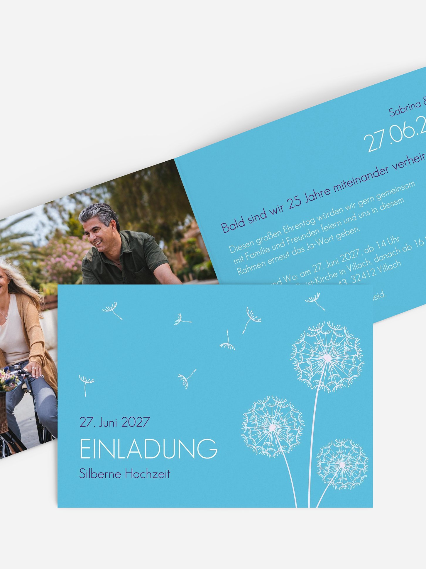 Einladung zur Silberhochzeit Pusteblume