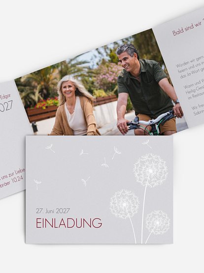 Einladung zur Silberhochzeit Pusteblume