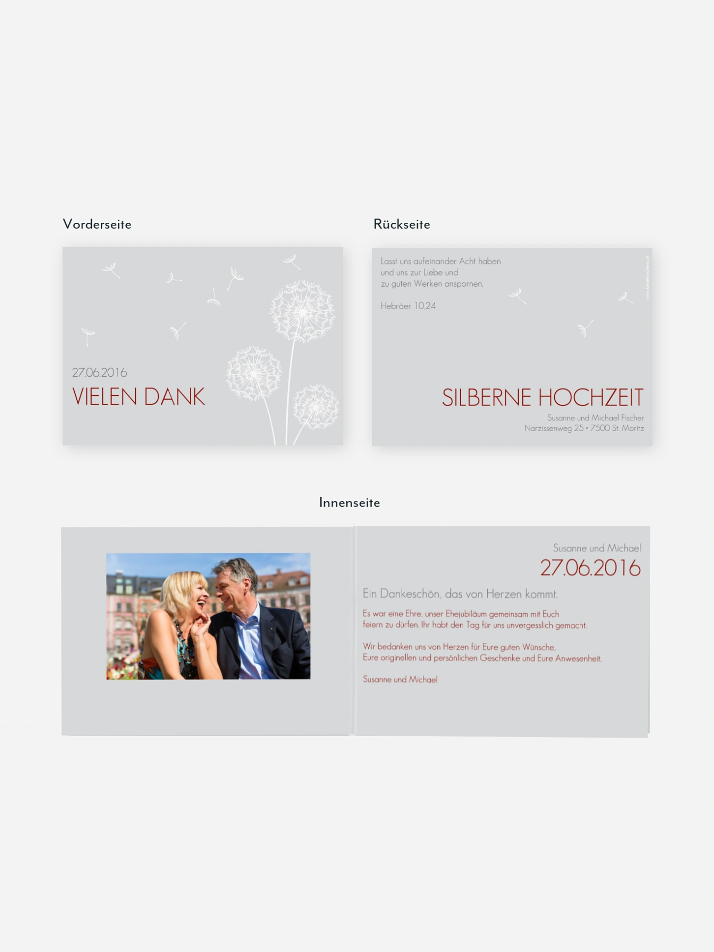 Danksagung zur Silberhochzeit Pusteblume