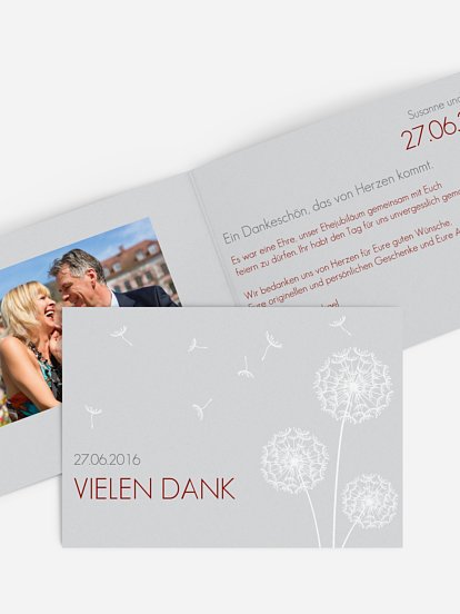 Danksagung zur Silberhochzeit Pusteblume