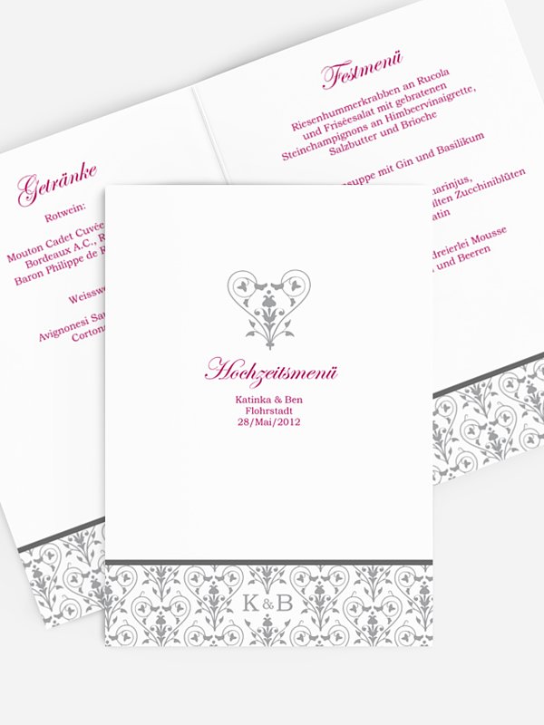 Menükarte Hochzeit Vintage