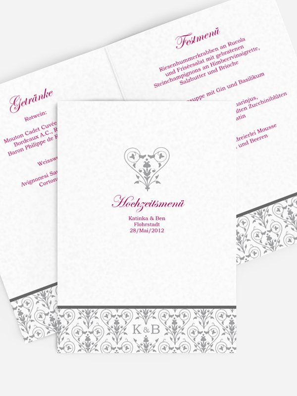Menükarte Hochzeit Vintage