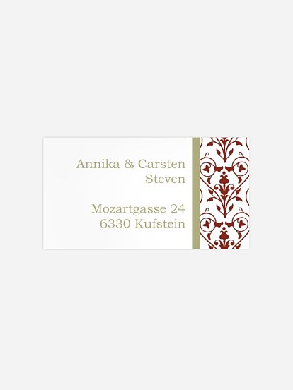 Empfängeraufkleber Silberhochzeit Vintage